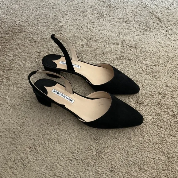 Manolo Blahnik Aspro Suede Block-Heel Slingback Pump - Picture 3 of 10